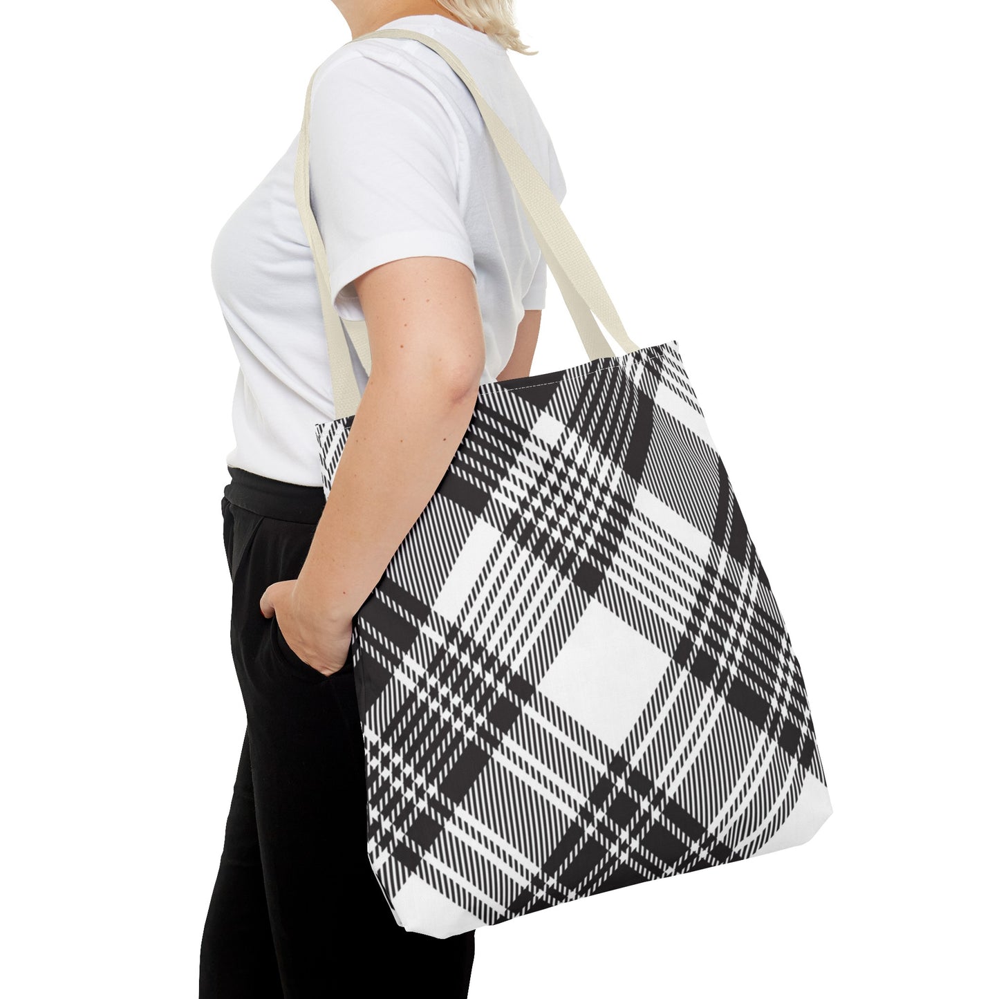 Black Check Tote Bag