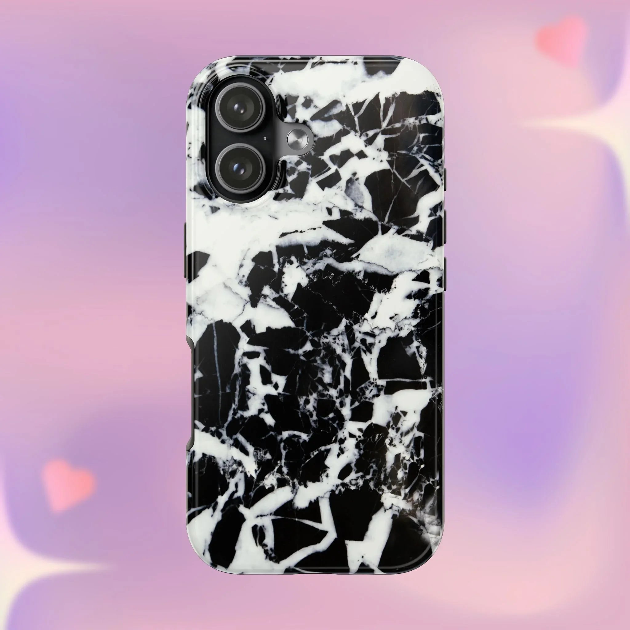 Black & White Shattered Phone Case (Apple & Android) - Pink Sweetheart