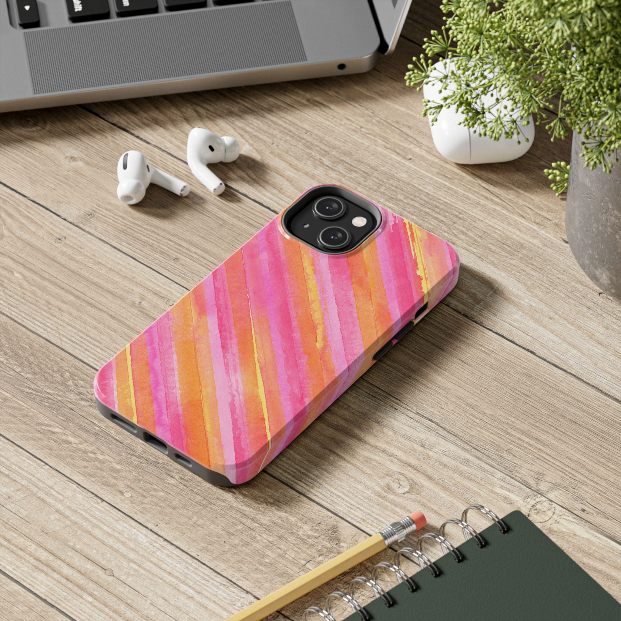 Pink Lemon Stripes Phone Case (Apple & Android)