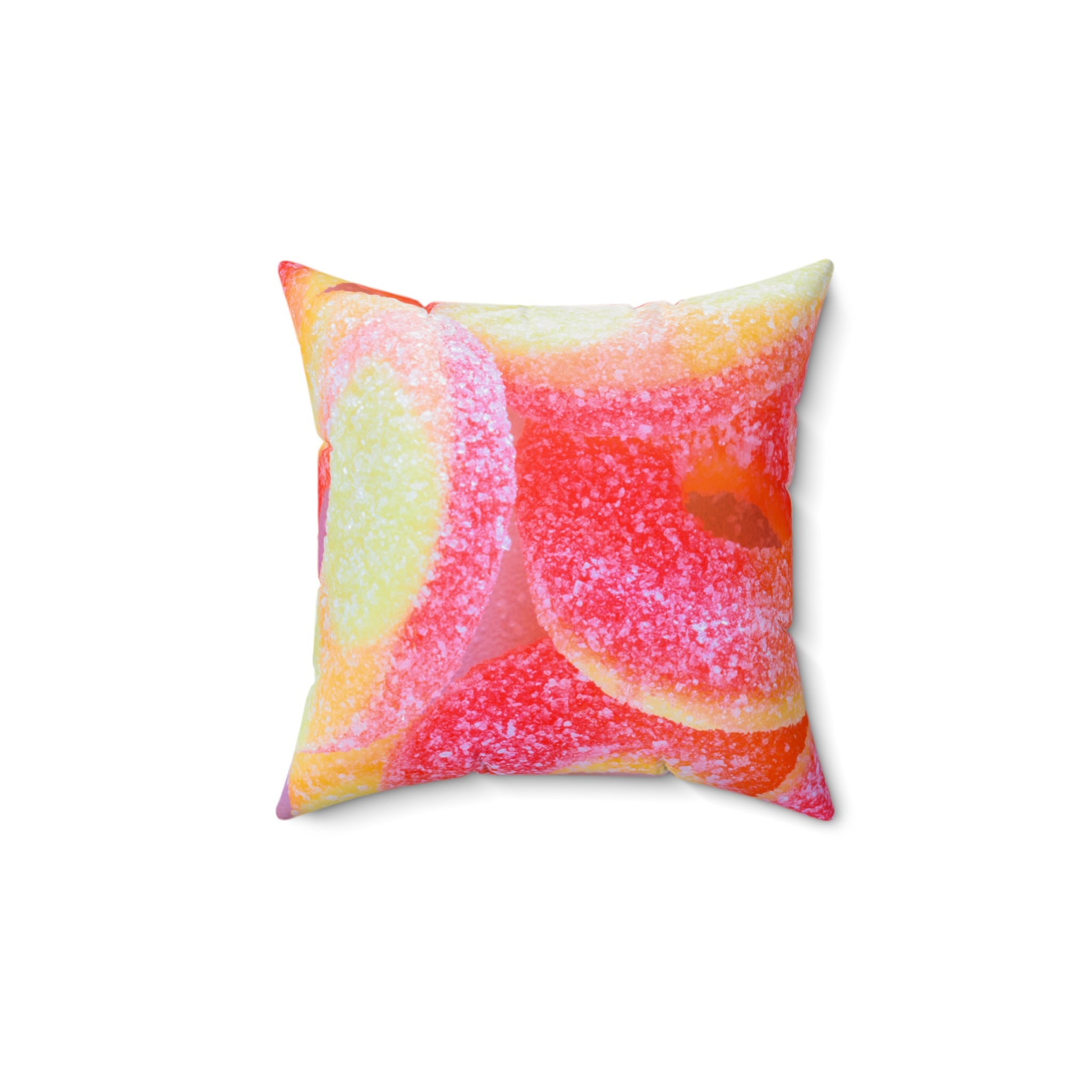 Sweet Peach Candy Rings Square Pillow