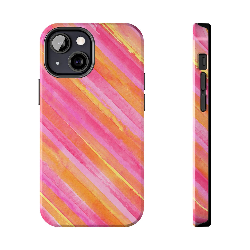 Pink Lemon Stripes Phone Case (Apple & Android) - Pink Sweetheart