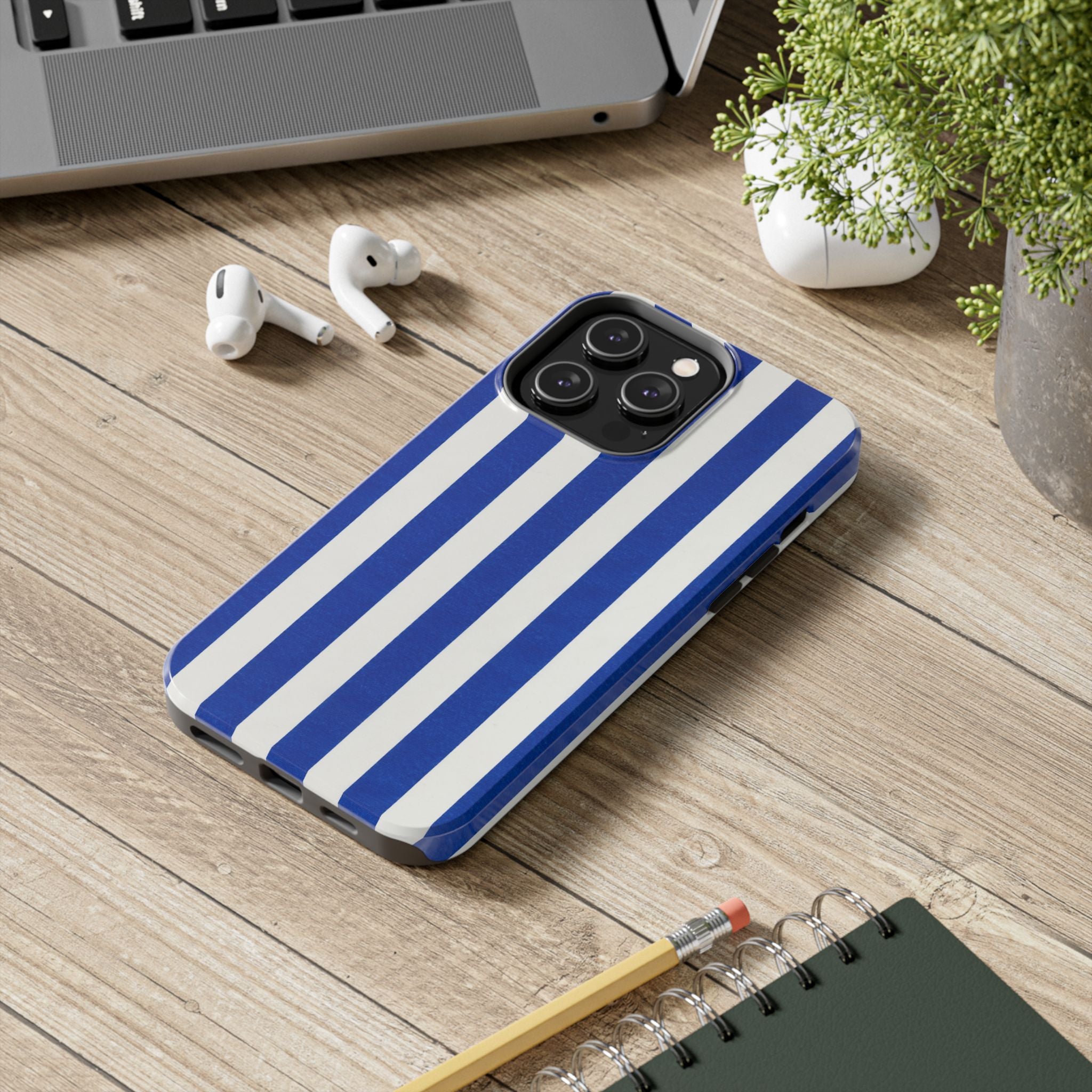 Blue & White Stripes Phone Case (Apple & Android)