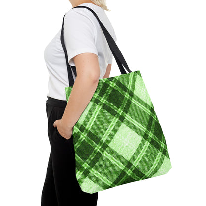 Lush Green Plaid Tote Bag