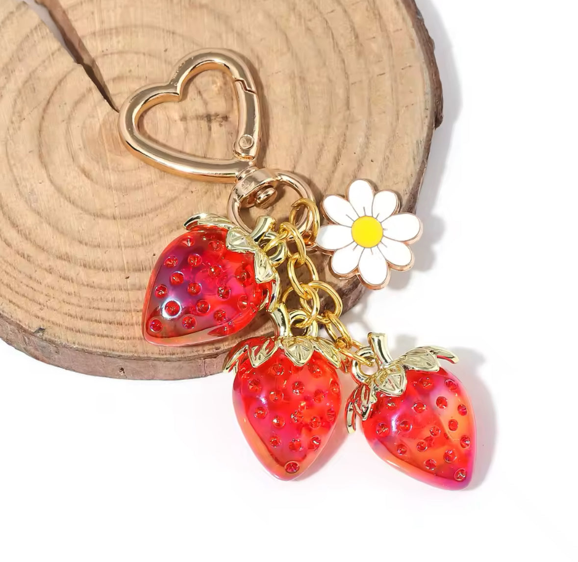 Sweet Red Strawberry Keychain Bag Charm