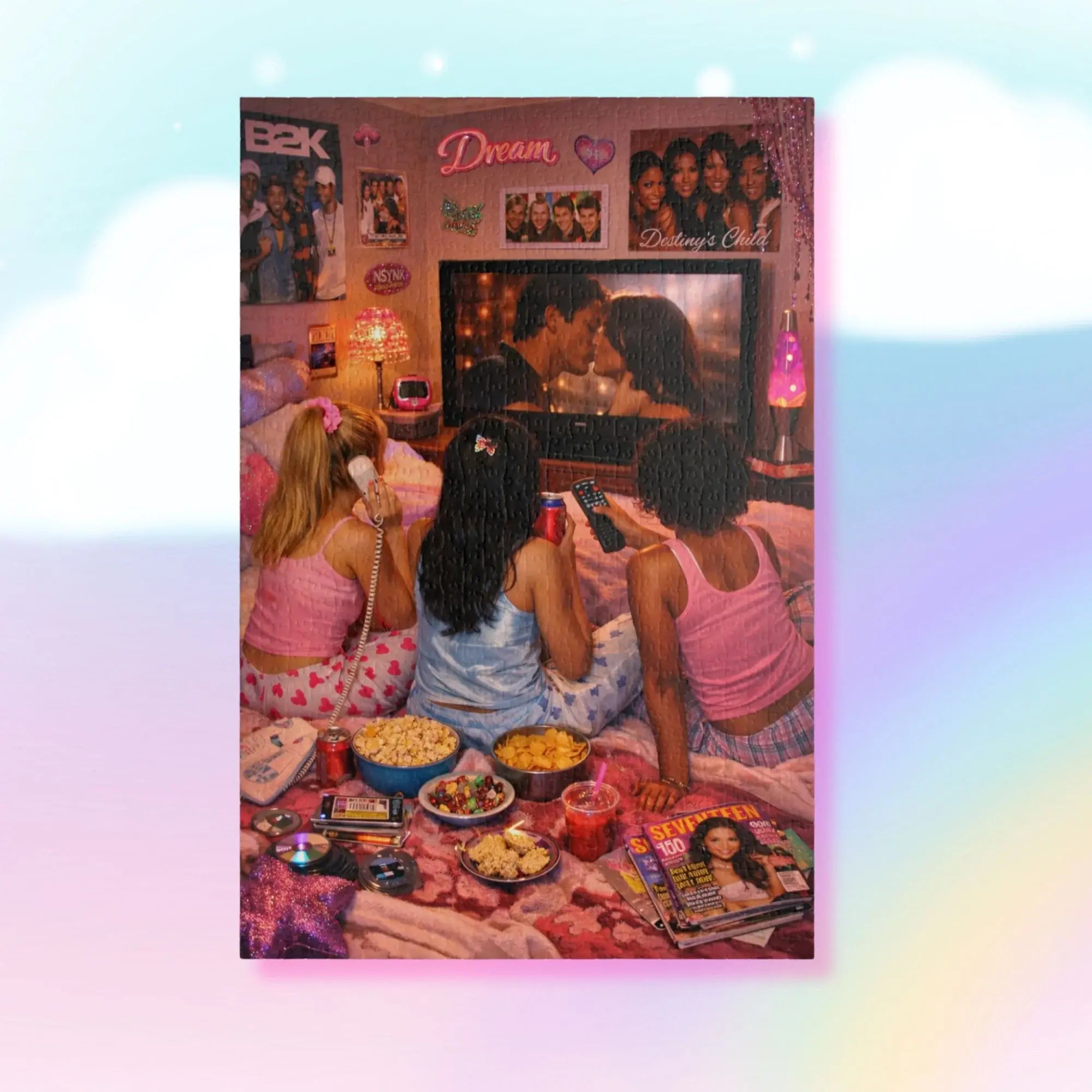 Y2K Girls Movie Night Puzzle - 1014pcs - Pink Sweetheart
