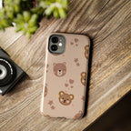 Boho Brown Bear Phone Case (Apple & Android) - Pink Sweetheart