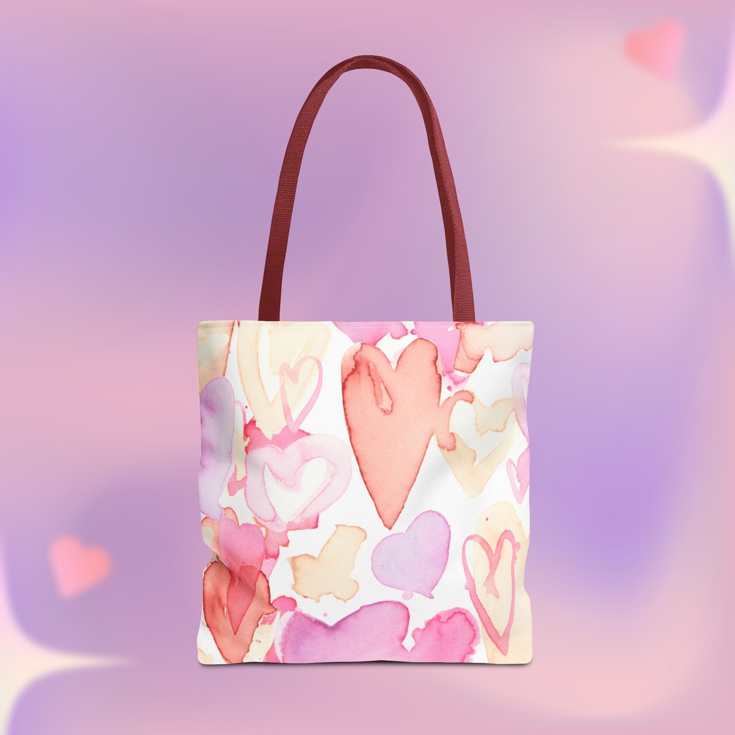 Watercolor Valentine Hearts Tote Bag