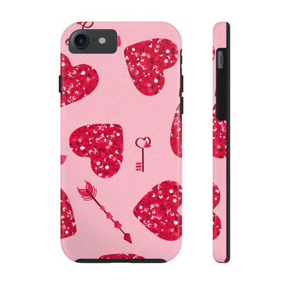 Sparkling Red Hearts Phone Case