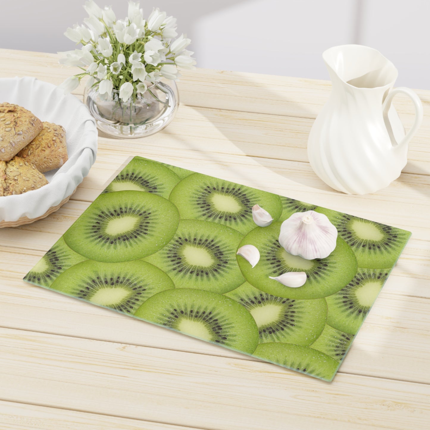 Green Kiwi Glass Cutting Board