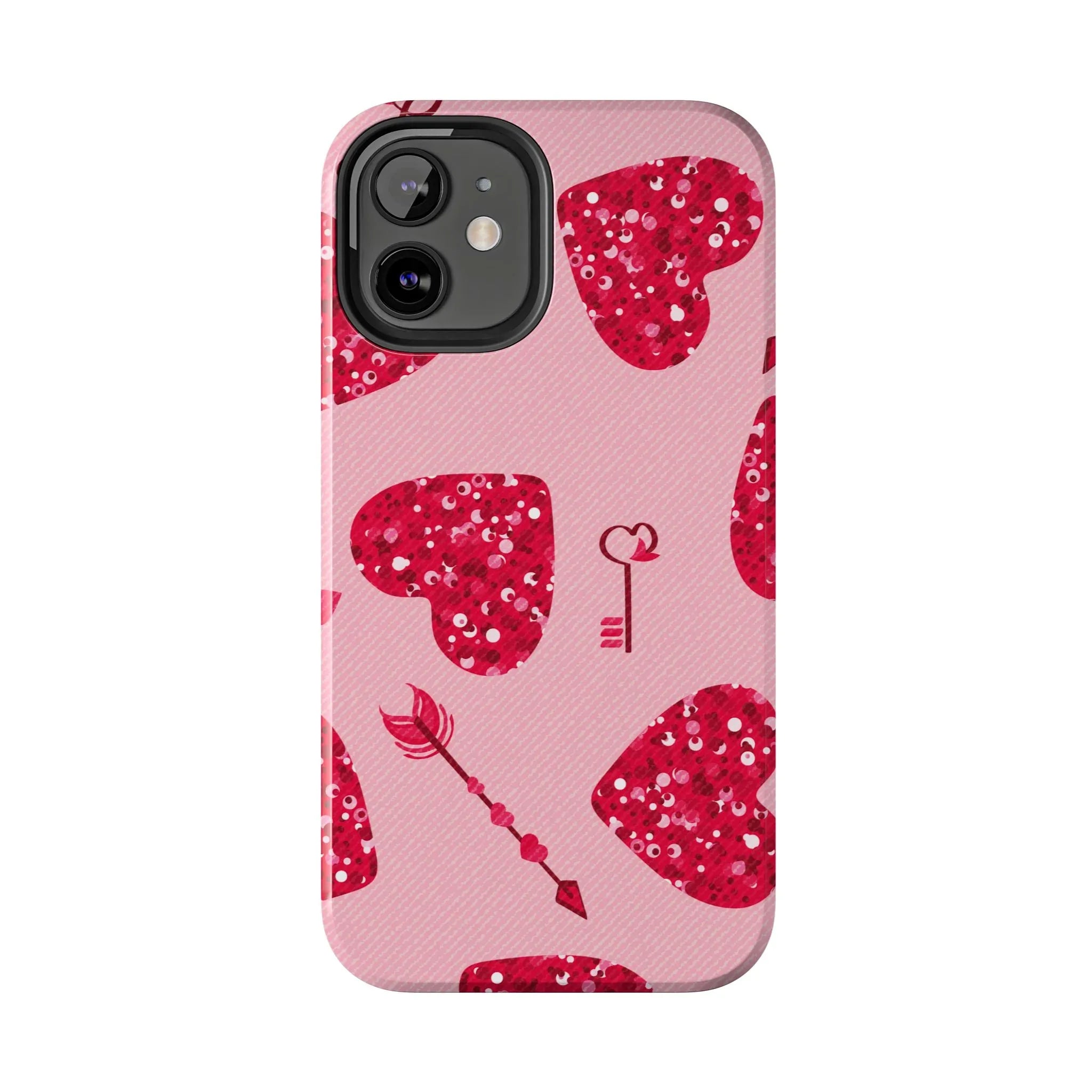 Sparkling Red Hearts Phone Case (Apple & Android) - Pink Sweetheart