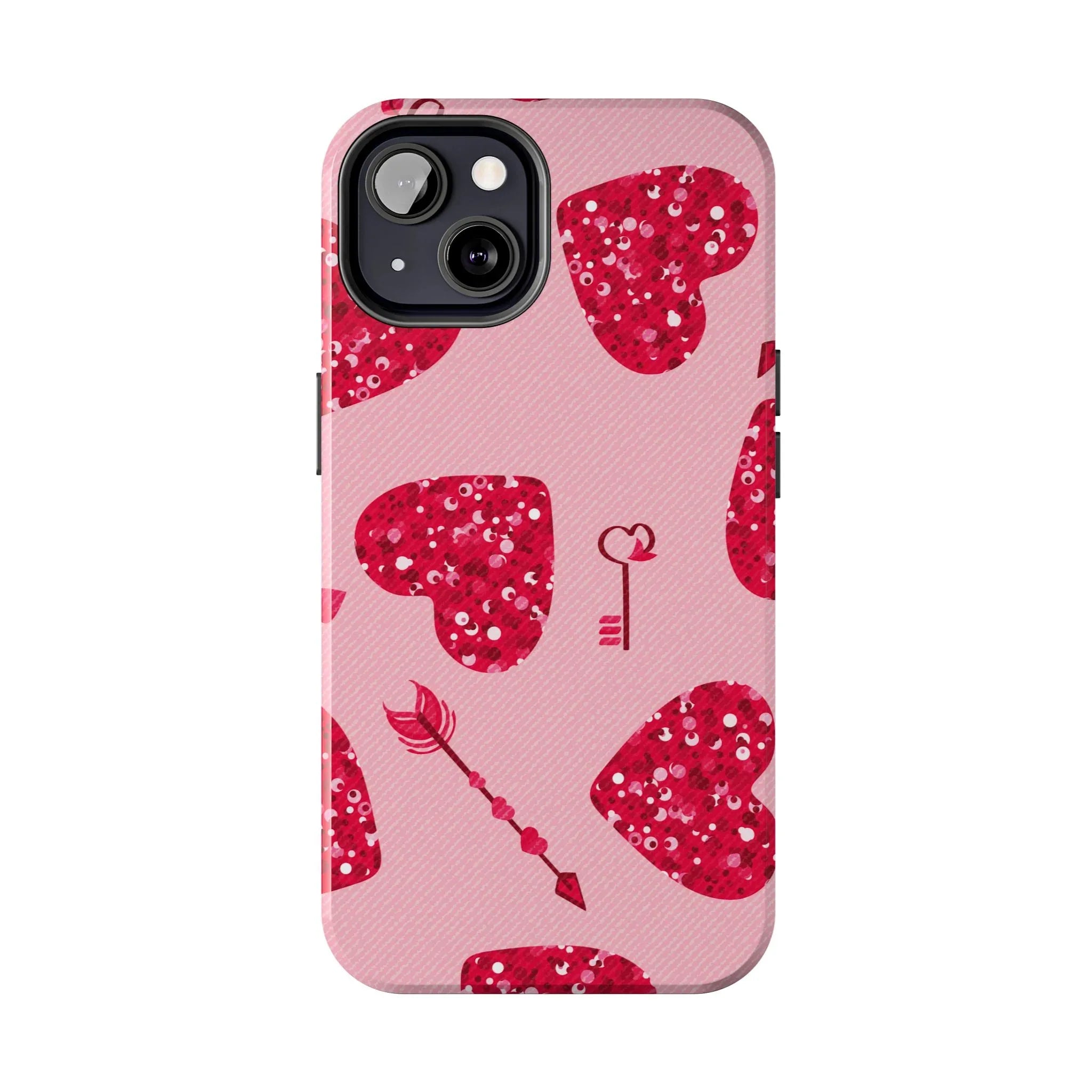 Sparkling Red Hearts Phone Case (Apple & Android) - Pink Sweetheart