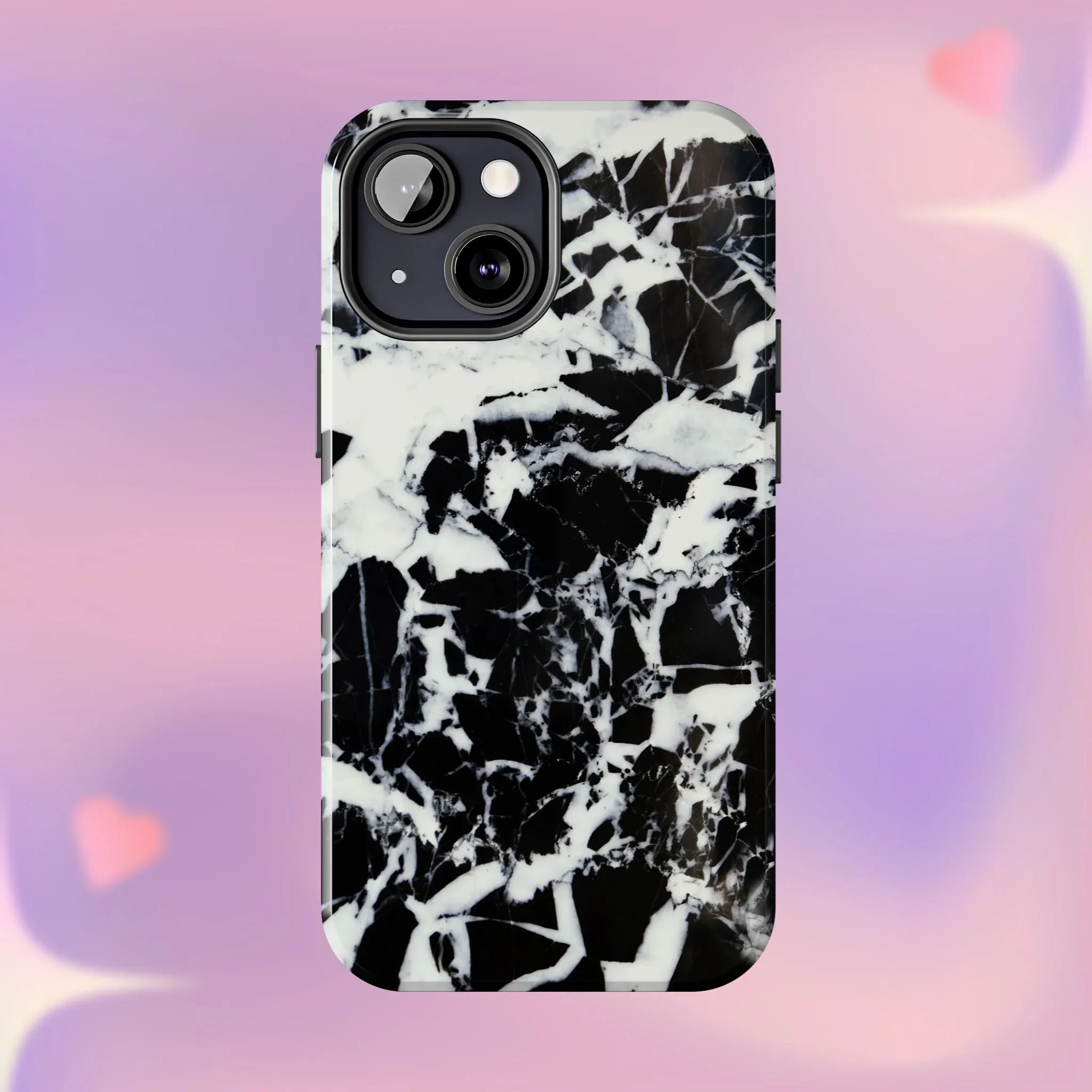 Black & White Shattered Phone Case (Apple & Android) - Pink Sweetheart