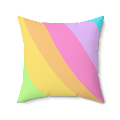 Neon Rainbow Swirl Square Pillow