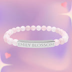 Personalized Natural Stone Bar Bracelet - Engraved with Name