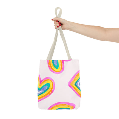 Rainbow Hearts Tote Bag