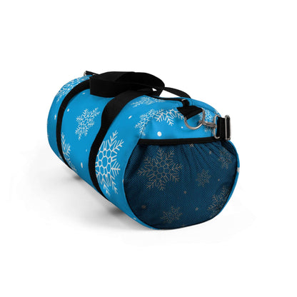 Blue Snowflake Winter Duffel Bag