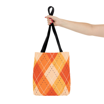 Orange Argyle Halloween Tote Bag