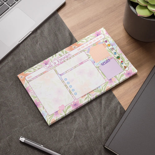 Botanical Garden Sticky Note Pad - Pink Sweetheart