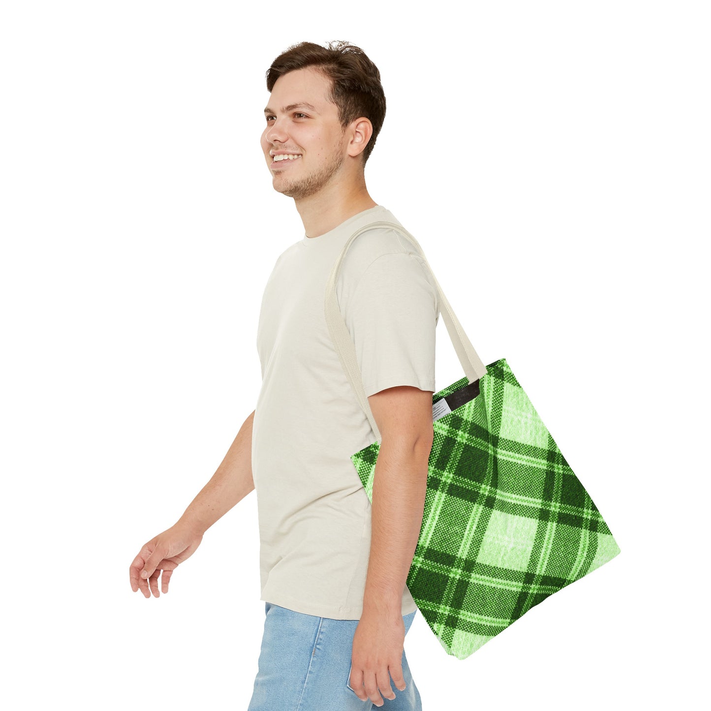 Lush Green Plaid Tote Bag