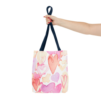 Watercolor Valentine Hearts Tote Bag