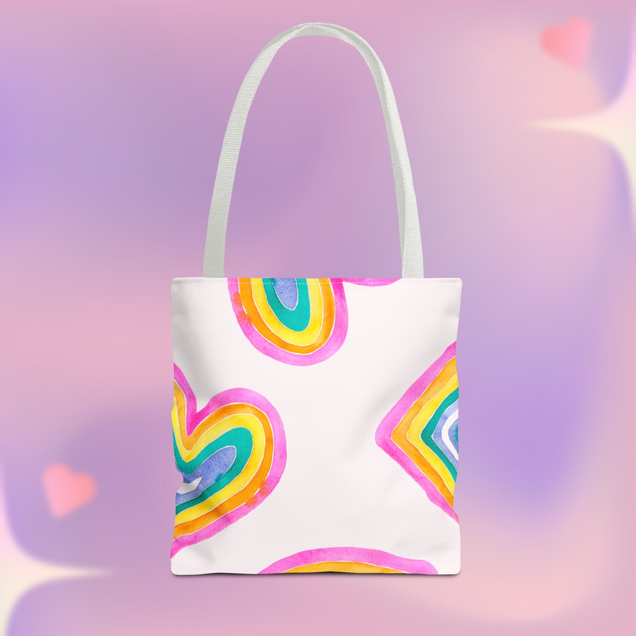 Rainbow Hearts Tote Bag