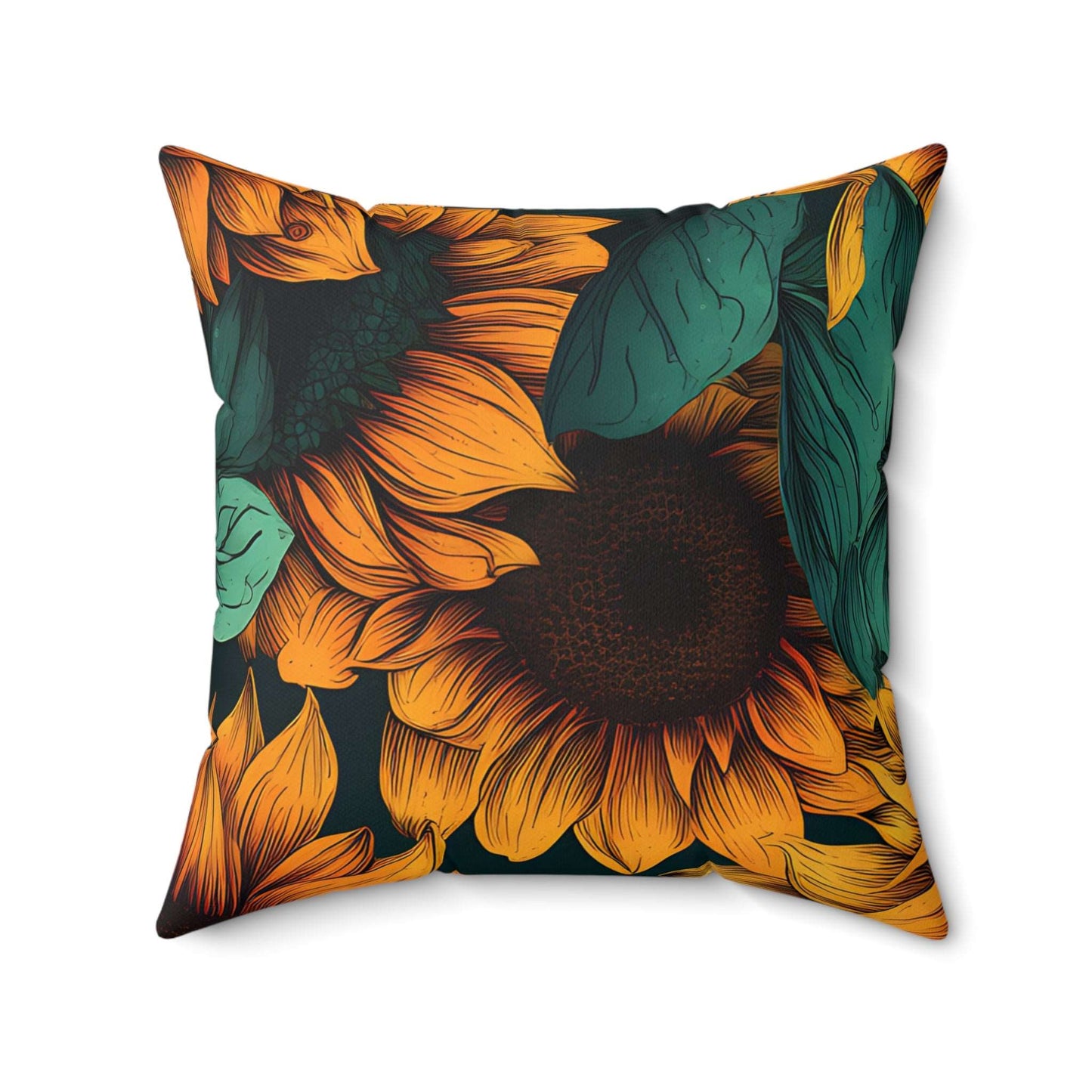 Midnight Sunflowers Square Pillow