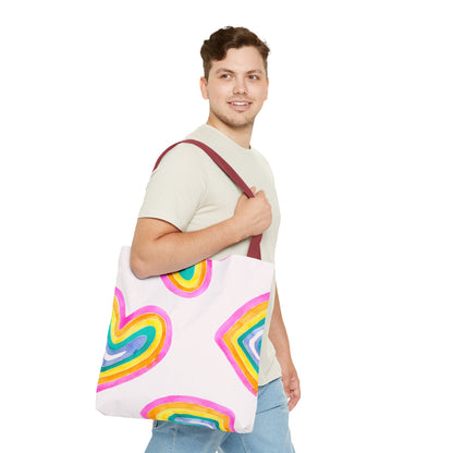 Rainbow Hearts Tote Bag