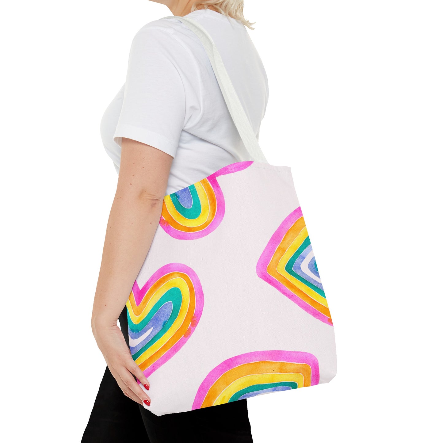 Rainbow Hearts Tote Bag