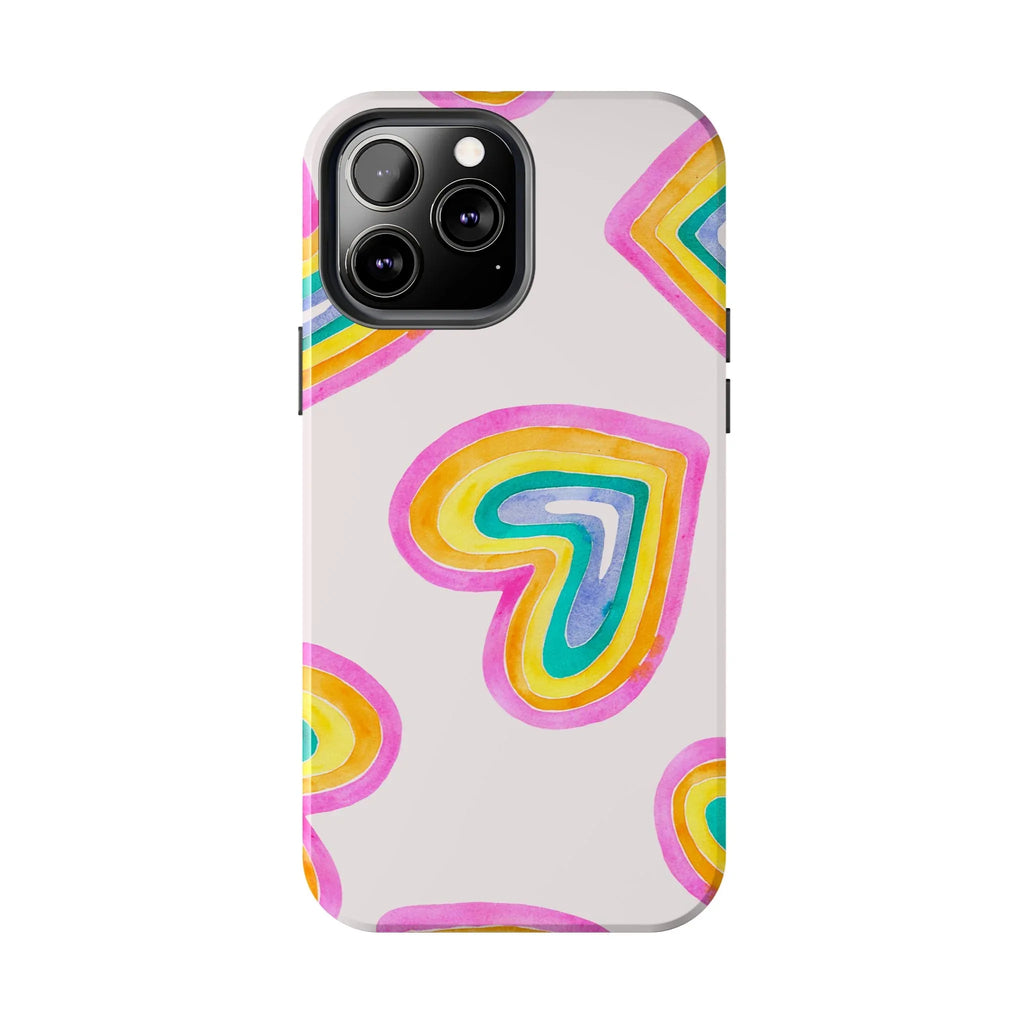 Rainbow Hearts Phone Case (Apple & Android) - Pink Sweetheart