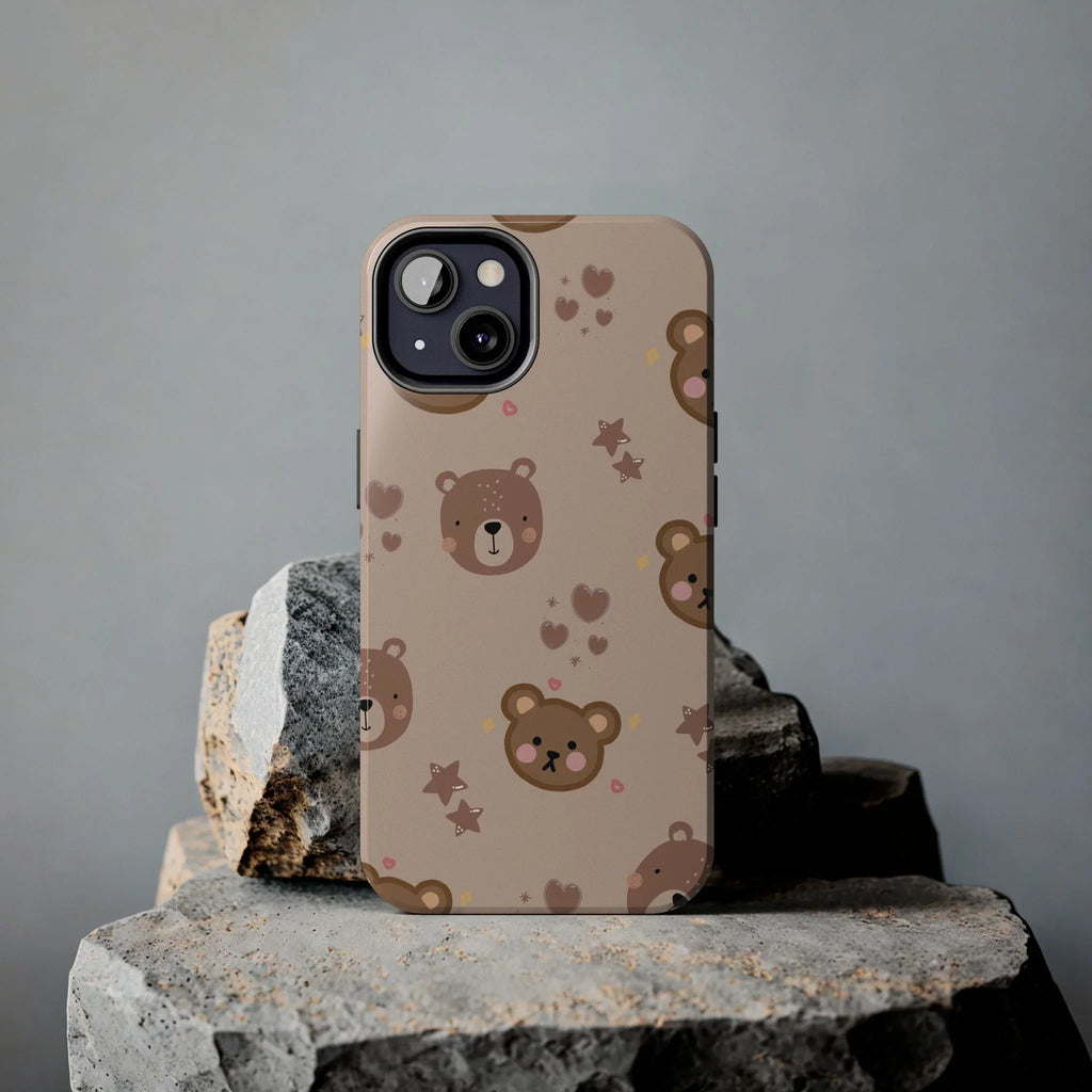 Boho Brown Bear Phone Case (Apple & Android) - Pink Sweetheart