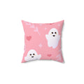 Pretty Pink Ghosts Square Pillow - Pink Sweetheart