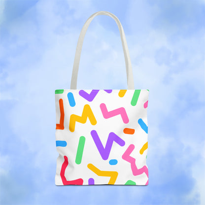 Colorful Doodle Zig Zags Tote Bag