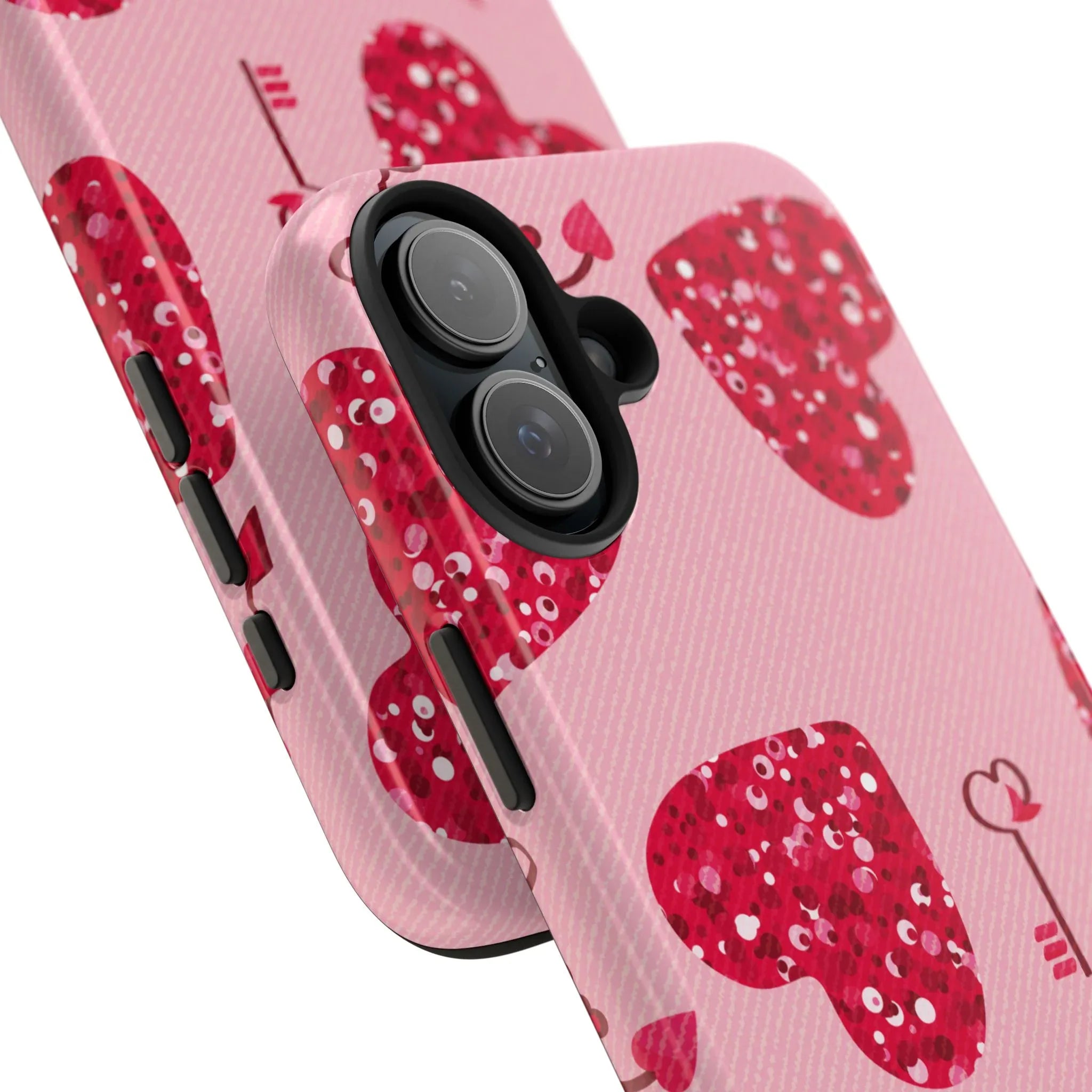 Sparkling Red Hearts Phone Case (Apple & Android) - Pink Sweetheart
