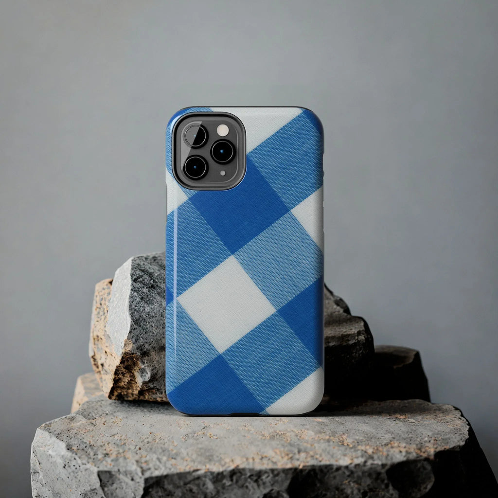 Classic Blue Gingham Phone Case (Apple & Android) - Pink Sweetheart