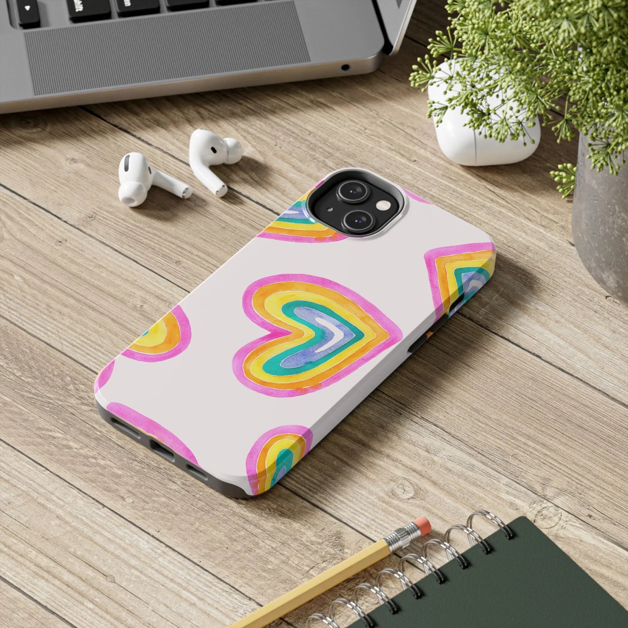 Rainbow Hearts Phone Case (Apple & Android) - Pink Sweetheart