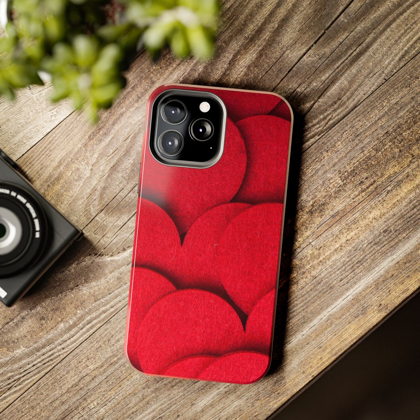 Big Red Felt Hearts Phone Case