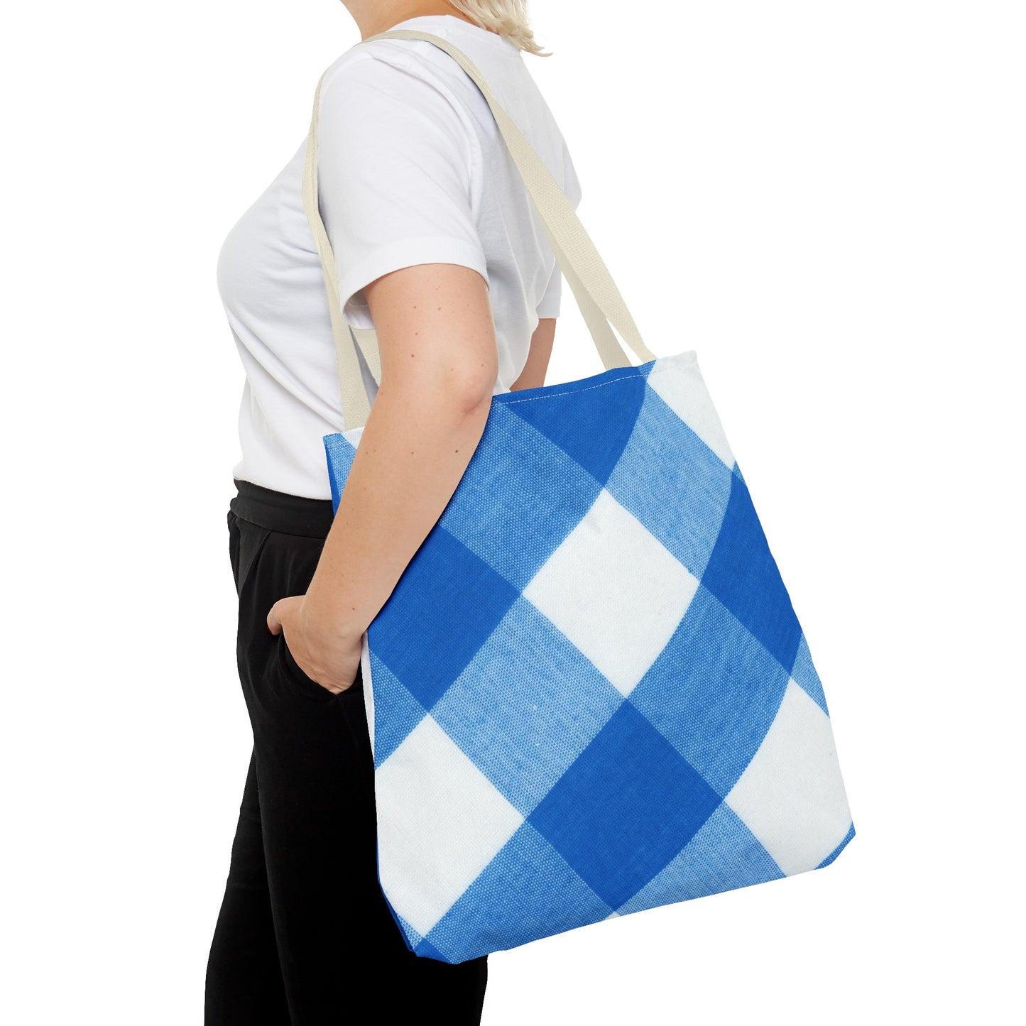 Chic Blue Gingham Tote Bag