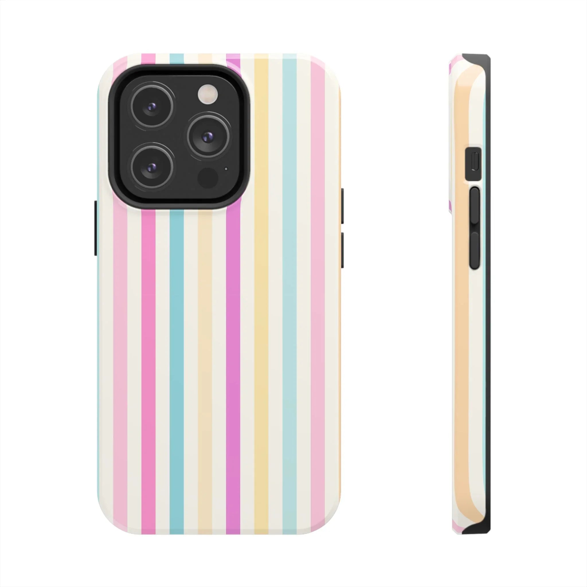 Pastel Candy Stripes Phone Cases (Apple & Android) - Pink Sweetheart