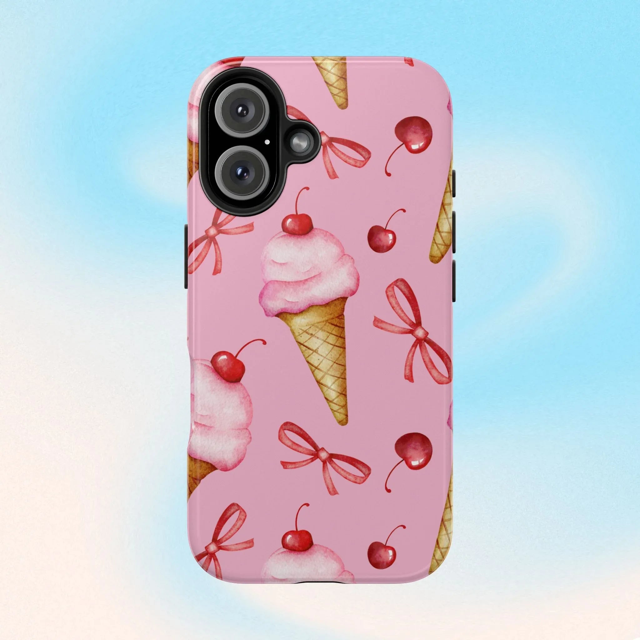 Cherry on Top Ice Cream Phone Case (Apple & Android) - Pink Sweetheart