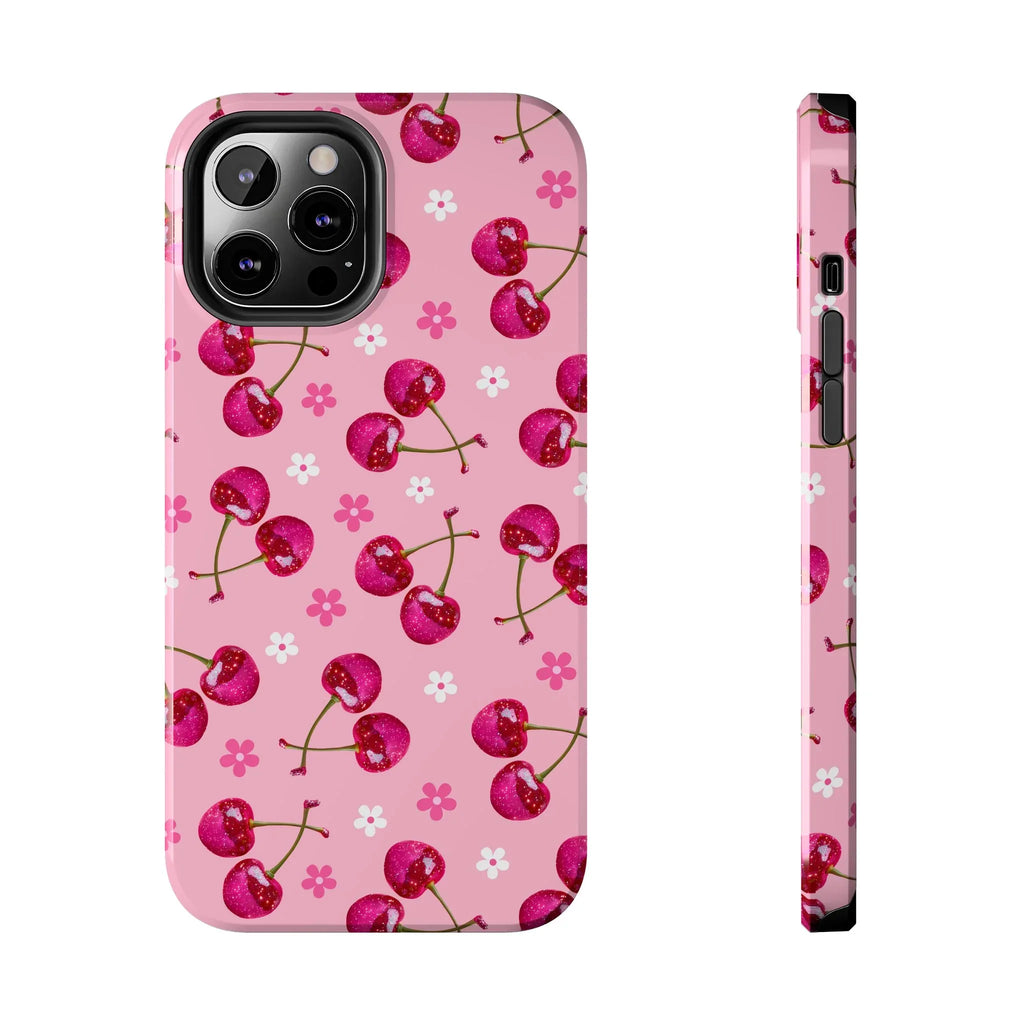 Pink Cherry Sparkle Pattern Tough Phone Case (Apple & Android) - Pink Sweetheart