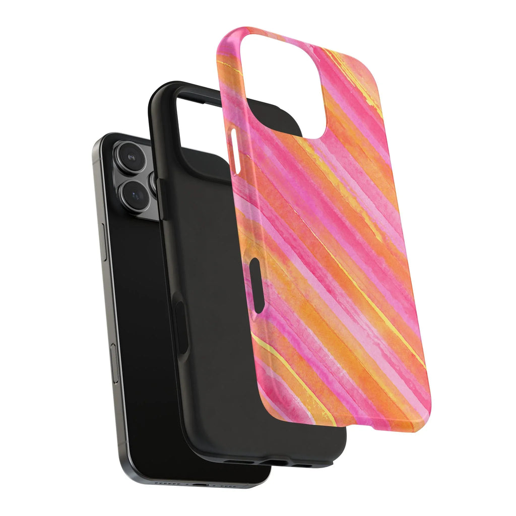 Pink Lemon Stripes Phone Case (Apple & Android) - Pink Sweetheart