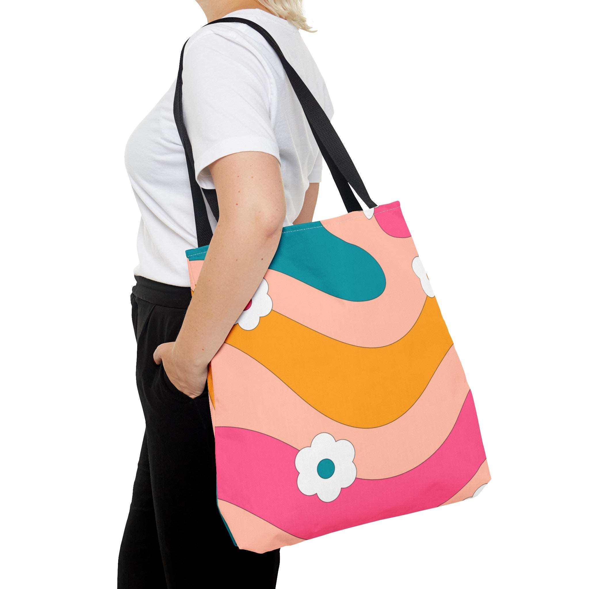 70s Floral Retro Aesthetic Tote Bag