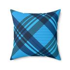 Blue Winter Plaid Square Pillow
