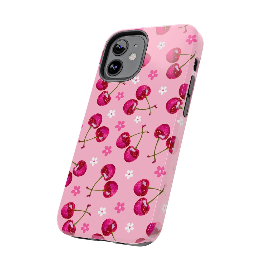 Pink Cherry Sparkle Pattern Tough Phone Case (Apple & Android) - Pink Sweetheart