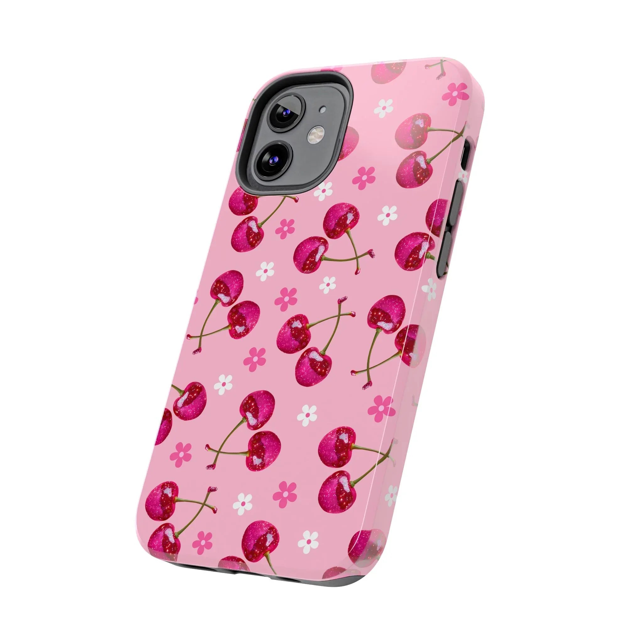Pink Cherry Sparkle Pattern Tough Phone Case (Apple & Android) - Pink Sweetheart