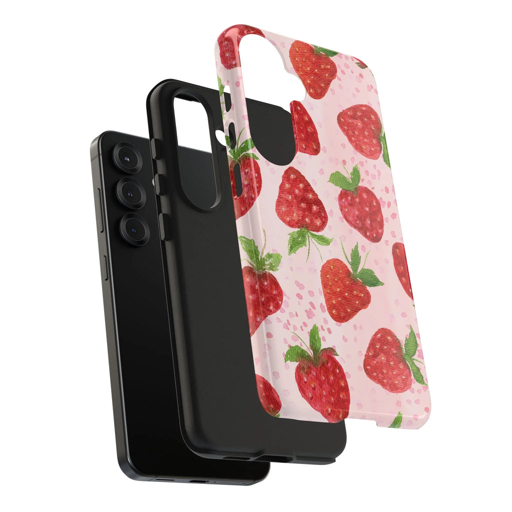 Cute Strawberries Phone Case (Apple & Android) - Pink Sweetheart
