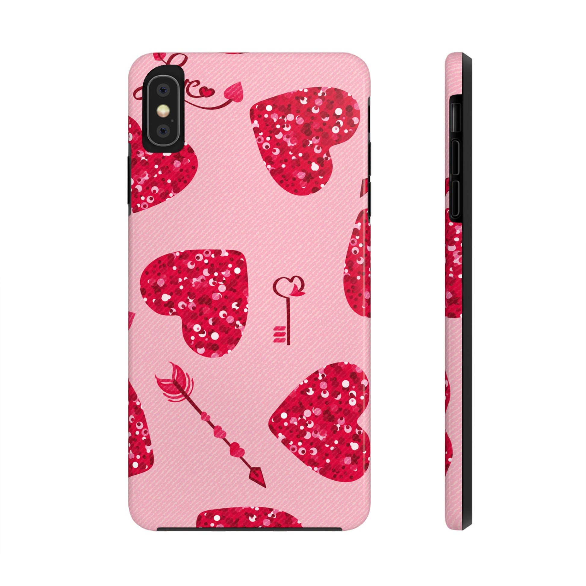 Sparkling Red Hearts Phone Case (Apple & Android)