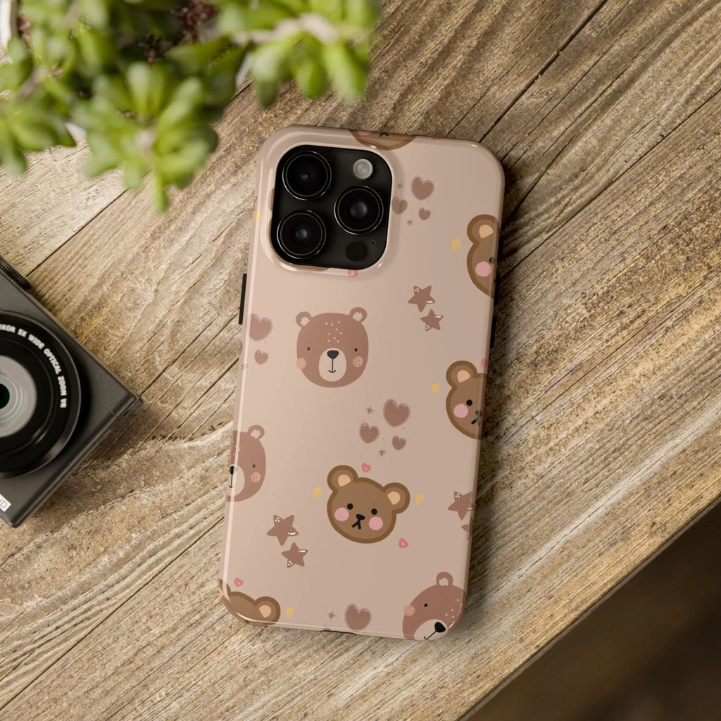 Boho Brown Bear Phone Case (Apple & Android) - Pink Sweetheart
