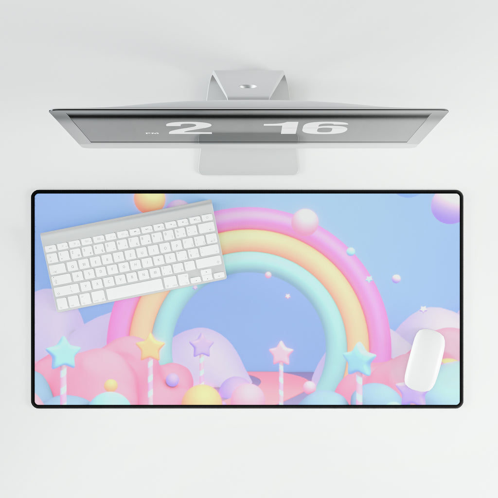 Cotton Candy Rainbows Desk Mat