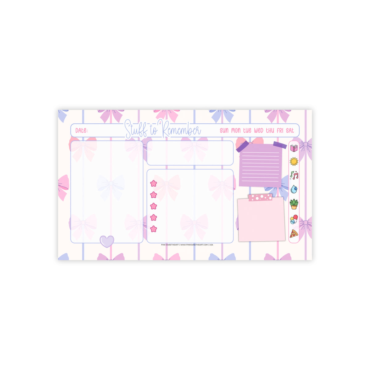 Striped Bow Trails Sticky Note Pad